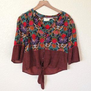 Anthropologie MAEVE Mixed Pattern Tie Front Top 6